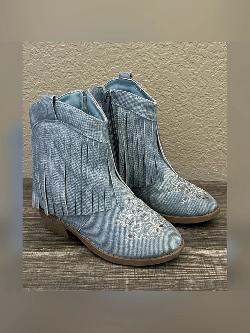 Pawz Toddler Girl Denim Western Cowgirl Boots Blue Color Size-12